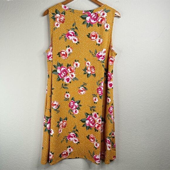 Apt. 9 Women's XL Floral Sleeveless Sundress Mustard Yellow Summer Dress - Picture 5 of 7